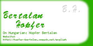 bertalan hopfer business card